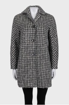 Black and white houndstooth print coat