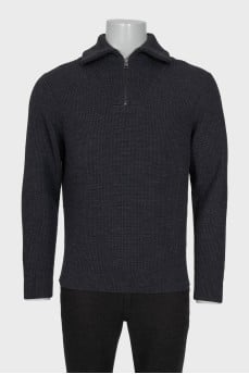 Men's dark gray regular fit zip-up sweater