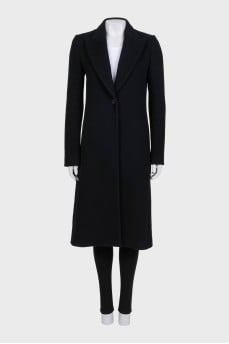 Single-breasted black coat with buttons