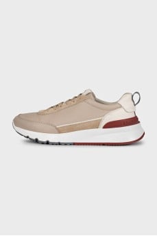 Men's leather sneakers with a red heel