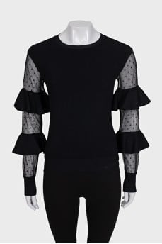 Jumper with transparent sleeves