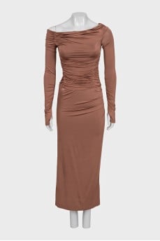 Long sleeve fitted dress with draped detailing