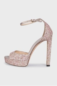 Sparkly pink heeled sandals