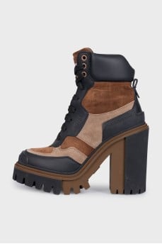 Suede ankle boots with chunky heels