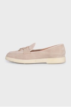 Beige suede loafers