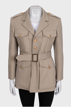 Wool jacket with patch pockets