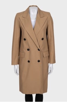 Double-breasted straight-cut coat