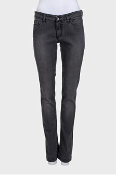 Grey low-rise tapered jeans