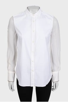 Straight-cut shirt with transparent sleeves
