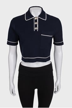 Dark blue straight-cut top