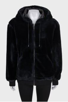 Black jacket with a zip-up hood