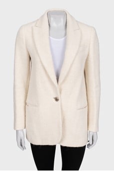 White straight-cut button-down jacket