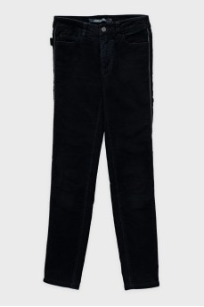Tapered-fit corduroy trousers in black