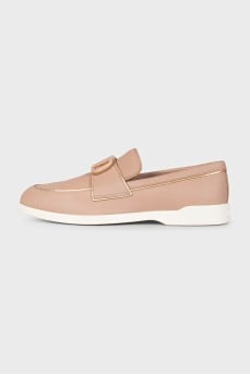 Leather loafers with accent logo