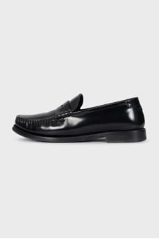Black leather loafers