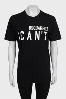 Black T-shirt with contrasting lettering