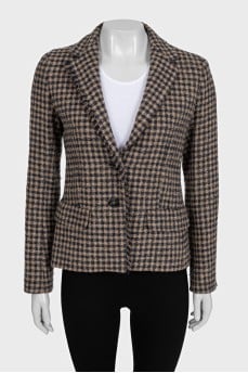 Cropped jacket with a plaid print
