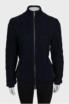 Knitted wool cardigan with a zipper
