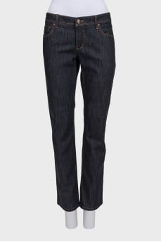 Dark blue low-rise straight leg jeans