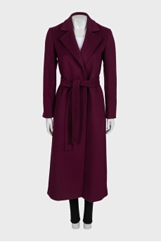 Purple wool wrap coat