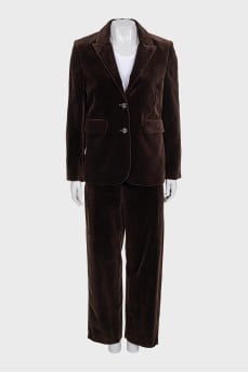 Velvet jacket and trousers suit with tag