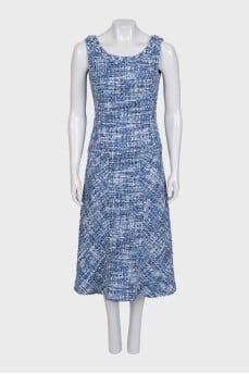 Blue tweed sleeveless dress