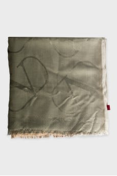 Two-color silk and wool scarf