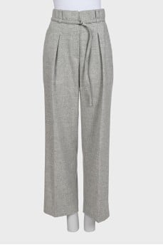 Straight-leg wool trousers with tag