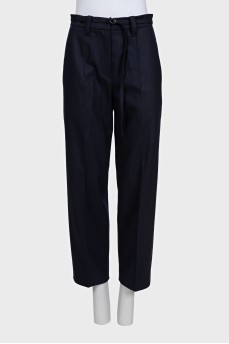 Blue wool trousers with tag