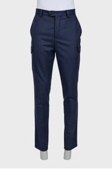 Men's wool trousers with patch pockets