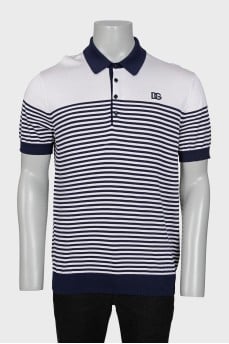 Men's striped silk polo shirt