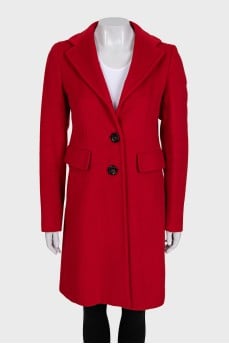Red single-breasted coat