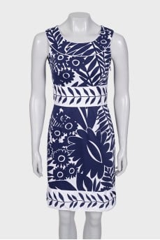 Fitted dress in blue floral print