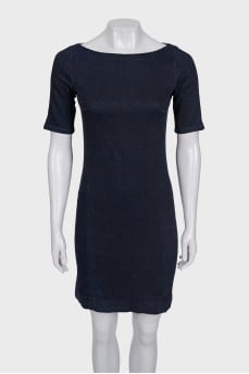 Blue denim dress with long sleeves