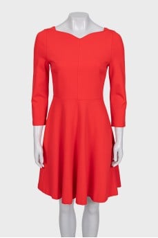 Orange fitted dress with a zipper