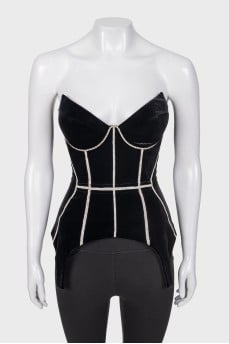 Black velvet corset with decor