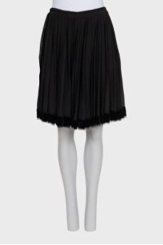 Silk skirt with velvet trim