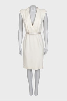 White V-neck dress with tag