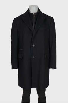 Men's black wool coat