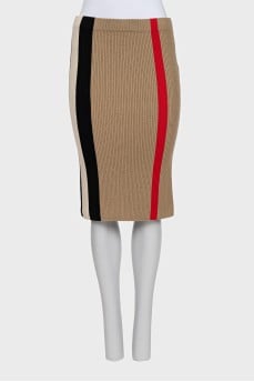 Wool pencil skirt in signature print
