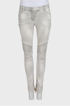 Gray skinny fit low rise jeans