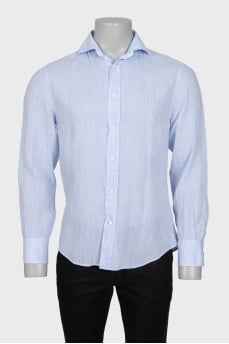 Men's linen slim fit shirt in light blue