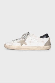 White leather and suede Super-Star sneakers