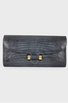 Graphite leather clutch bag