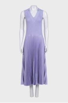 Purple maxi dress with pleated skirt