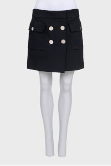 Black mini skirt with silver buttons