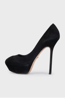 Black suede open-toe shoes