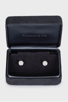 Platinum stud earrings with diamonds