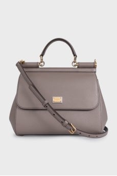 Gray leather satchel Sicily