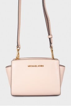 Pink leather handbag with lightning